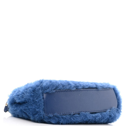 Fendi Shearling Shiny Nappa Micro Peekaboo Iconic Satchel Blue 4 of 11