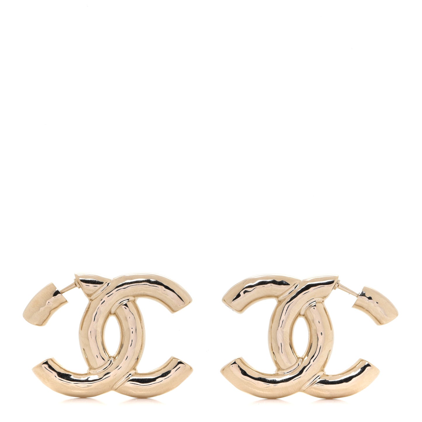 Metal Large CC Earrings Light Gold