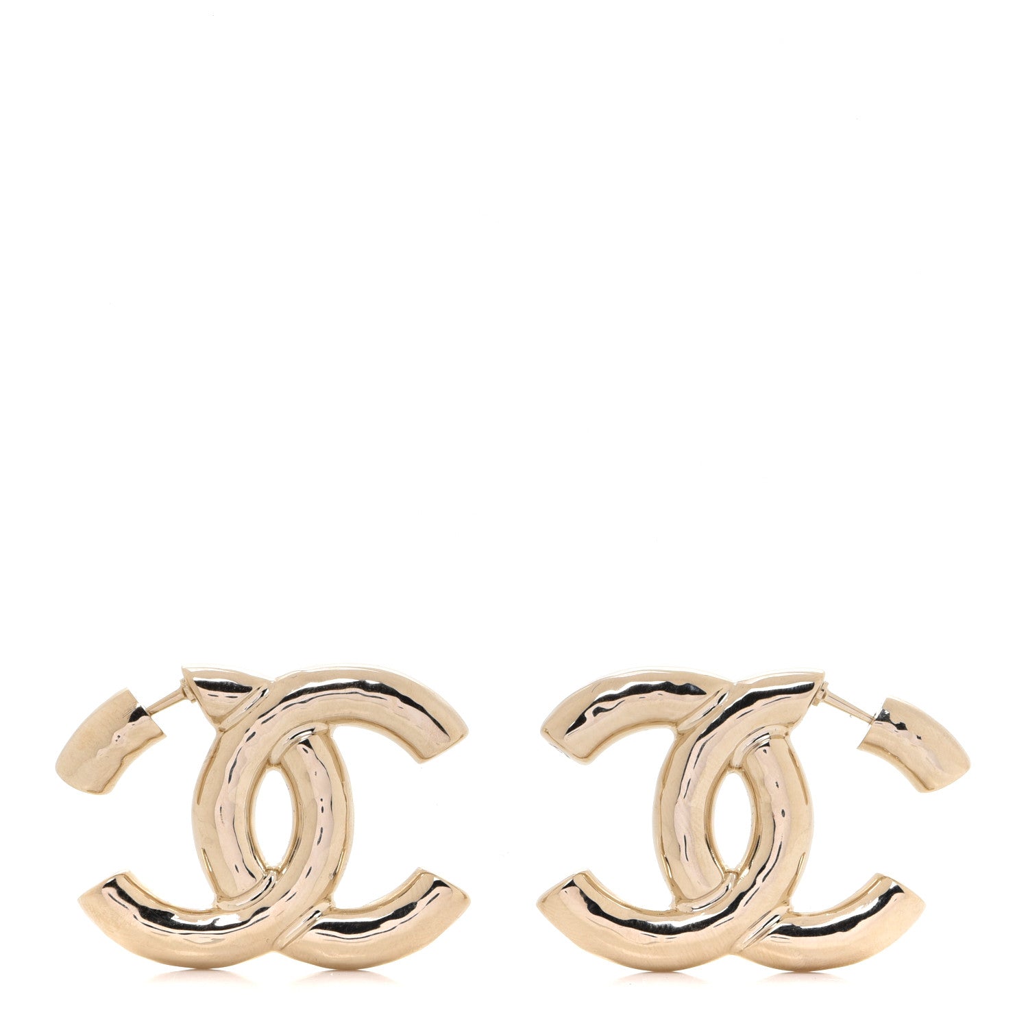 Chanel Metal Large CC Earrings Light Gold 1 of 5