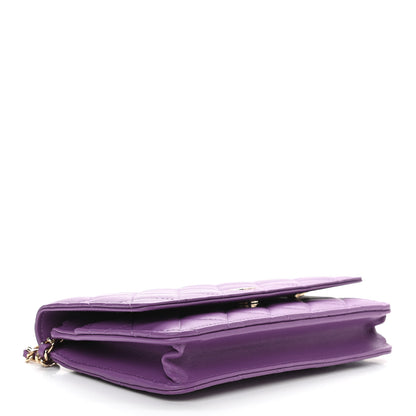 Chanel Lambskin Quilted Wallet On Chain WOC Purple 3 of 11