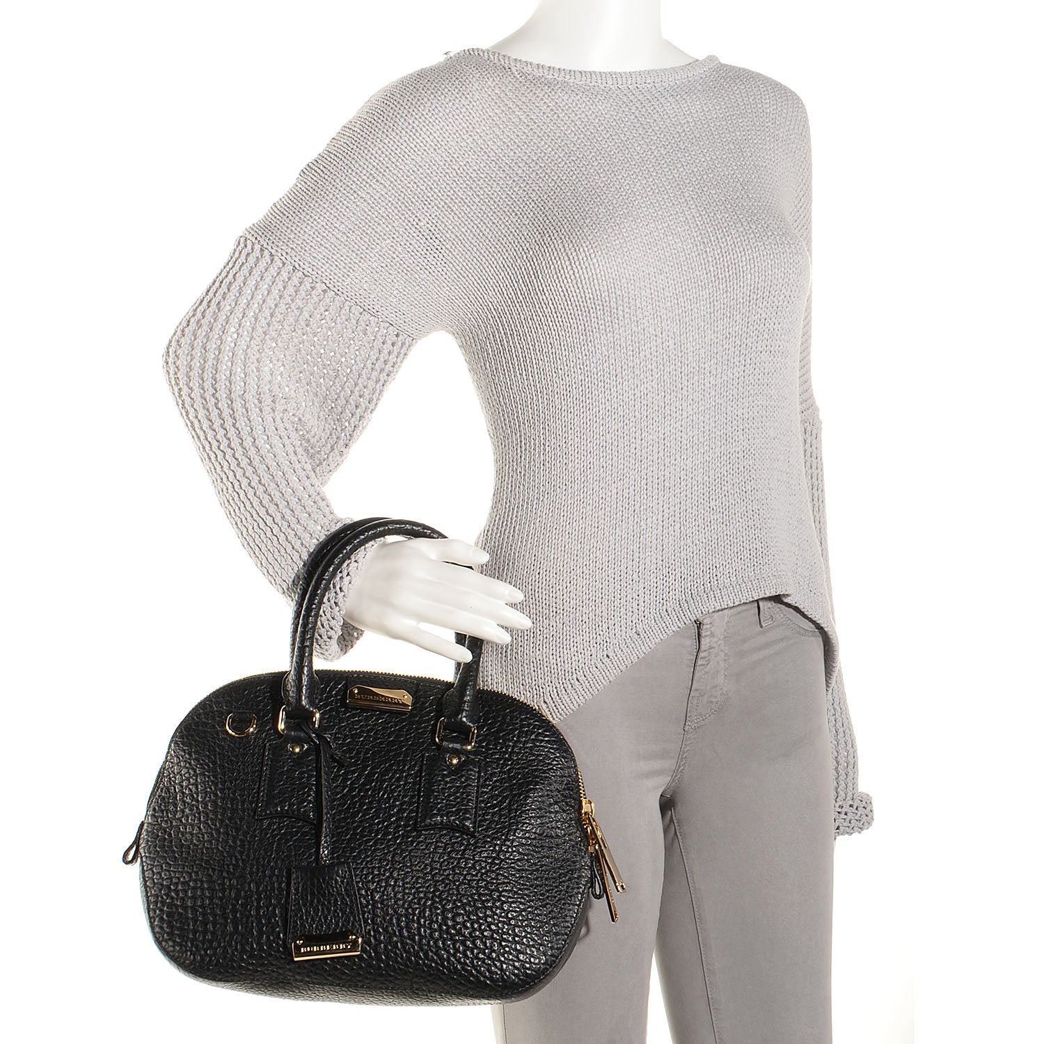 Burberry Heritage Grain Small Orchard Bowling Bag Black 2 of 9