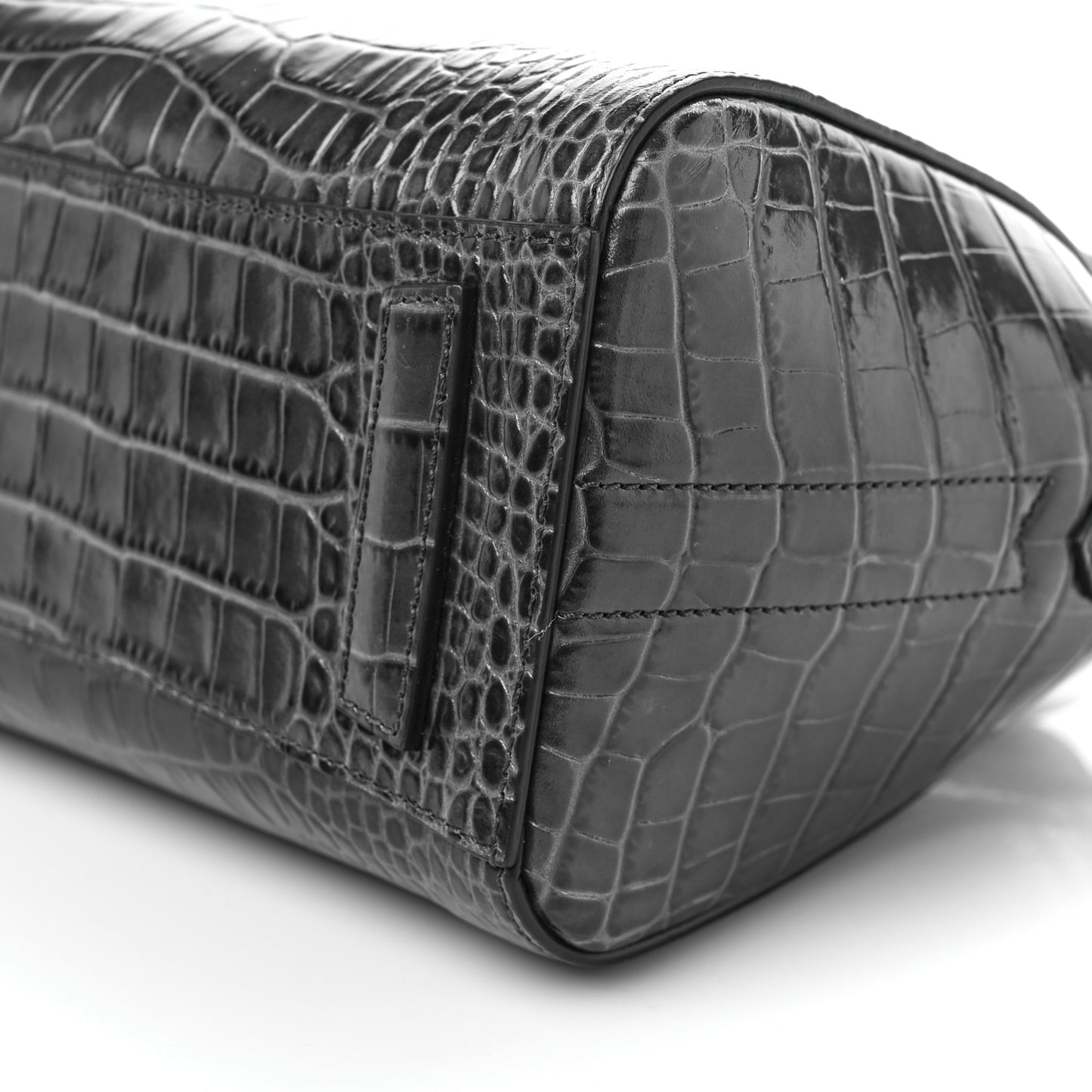 Calfskin Crocodile Embossed Mini Antigona Storm Grey