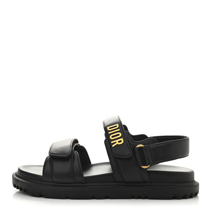 Christian Dior Lambskin Dioract 10mm Sandals 37.5 Black 1 of 20