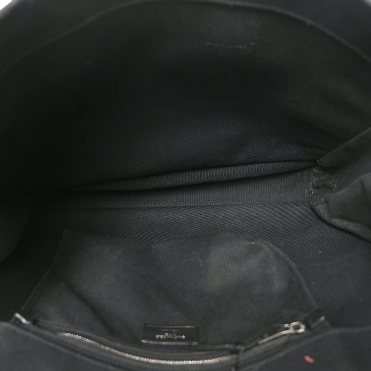 Linen Calfskin Rive Gauche Tote Black