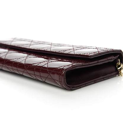 Christian Dior Patent Cannage Lady Dior Rendezvous Wallet On Chain Burgundy 7 of 9