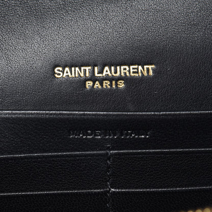 Saint Laurent Lambskin Matelasse Monogram Vicky Chain Wallet Black 6 of 15