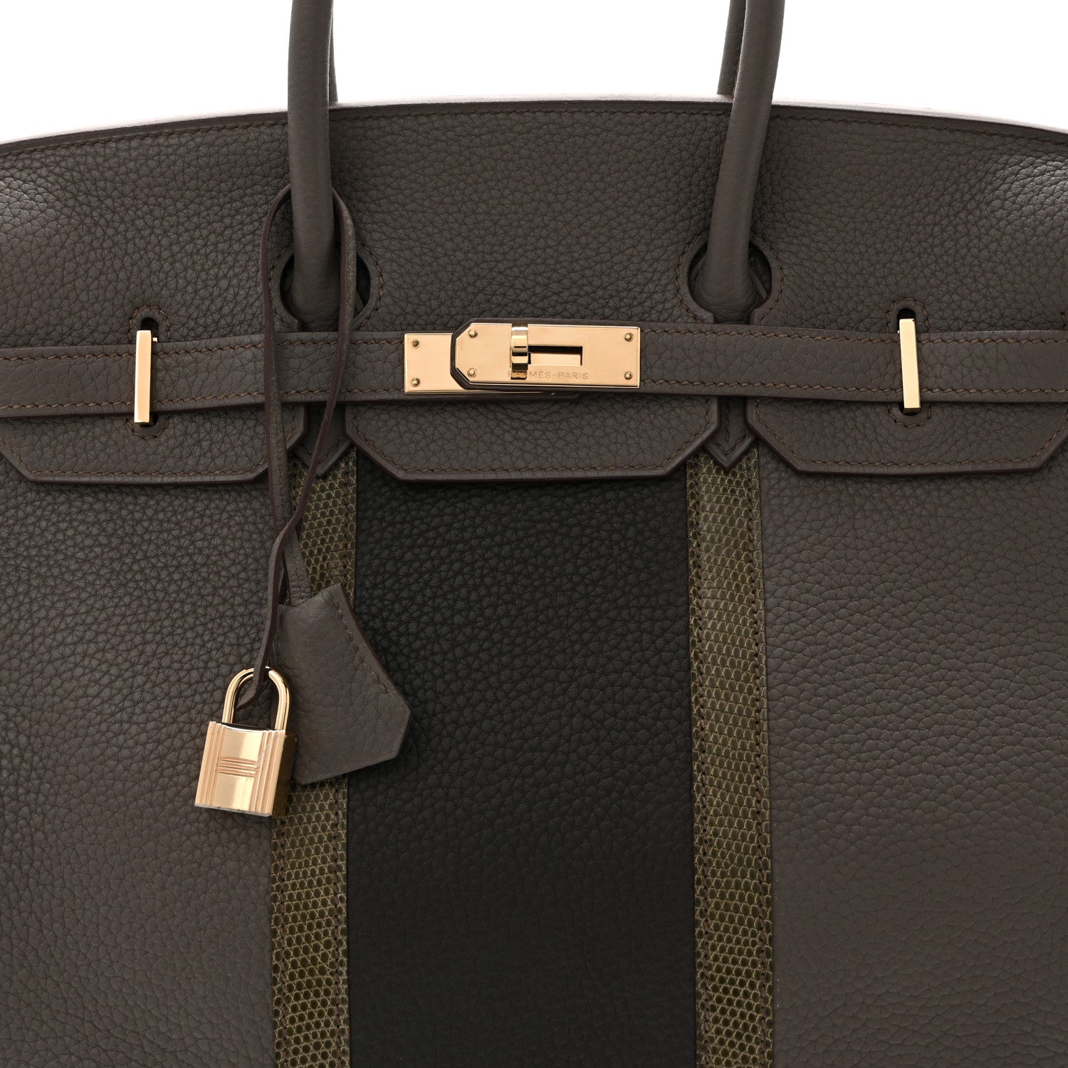 Hermes Taurillon Clemence Lizard Club Birkin 35 Etain Graphite