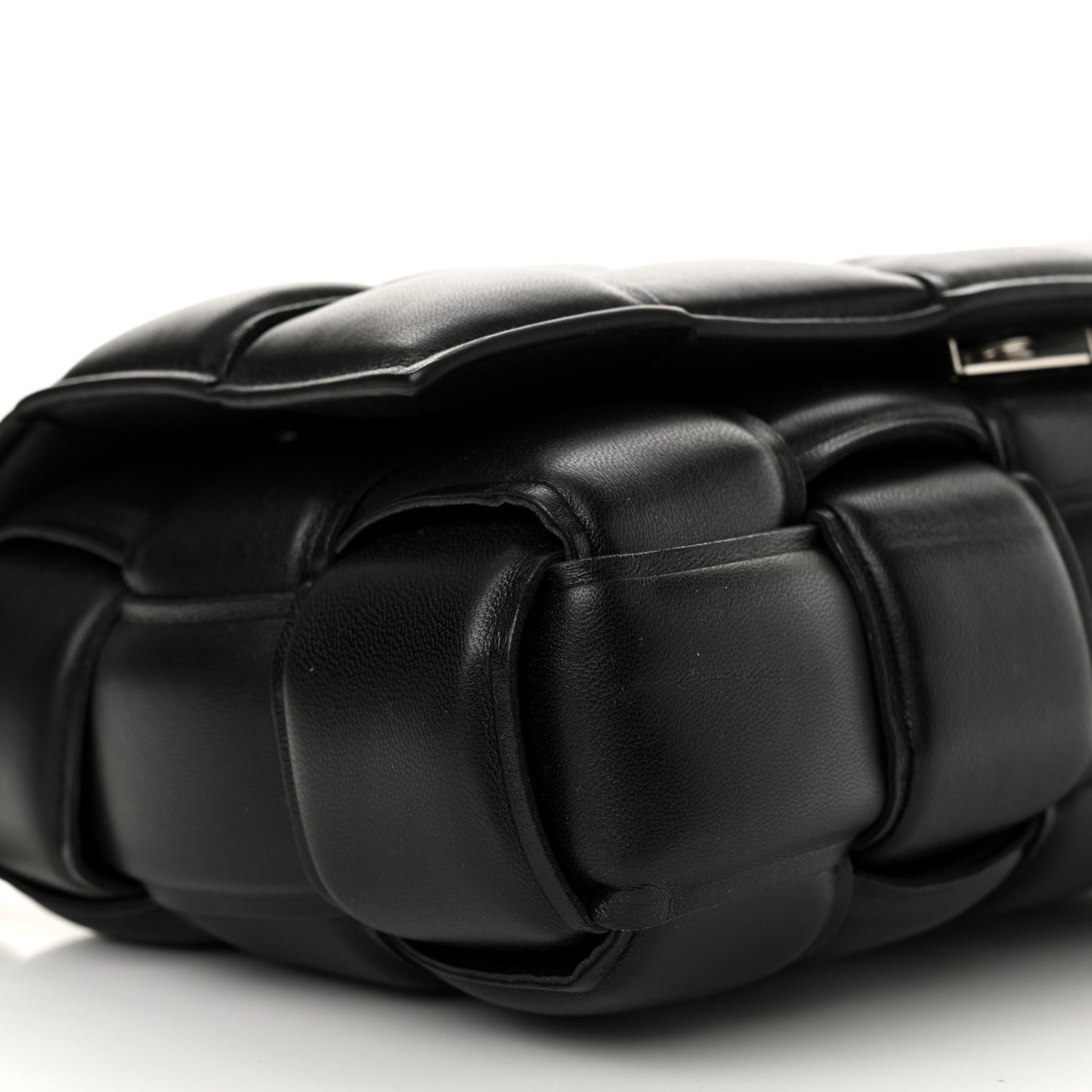 Lambskin Maxi Intreccio Padded Chain Cassette Crossbody Bag Black