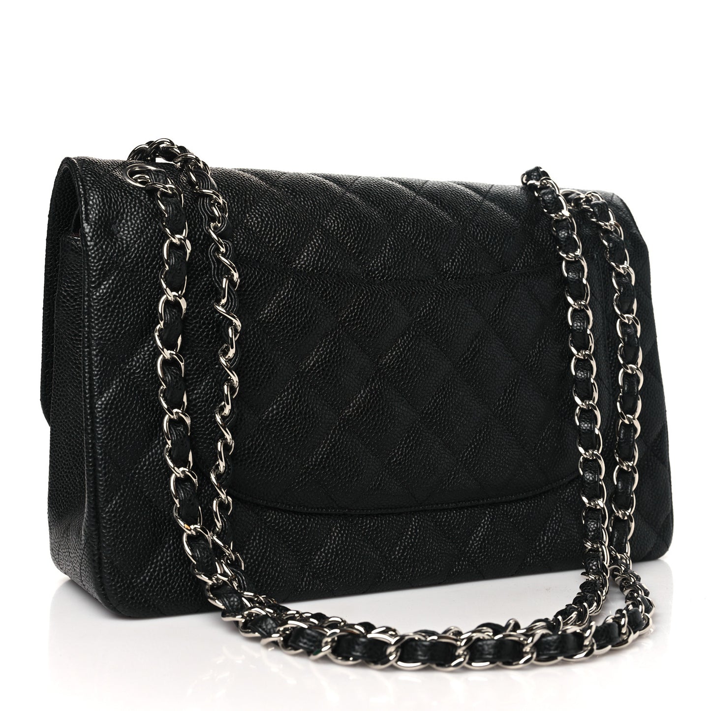 Caviar Quilted Jumbo Double Flap Black