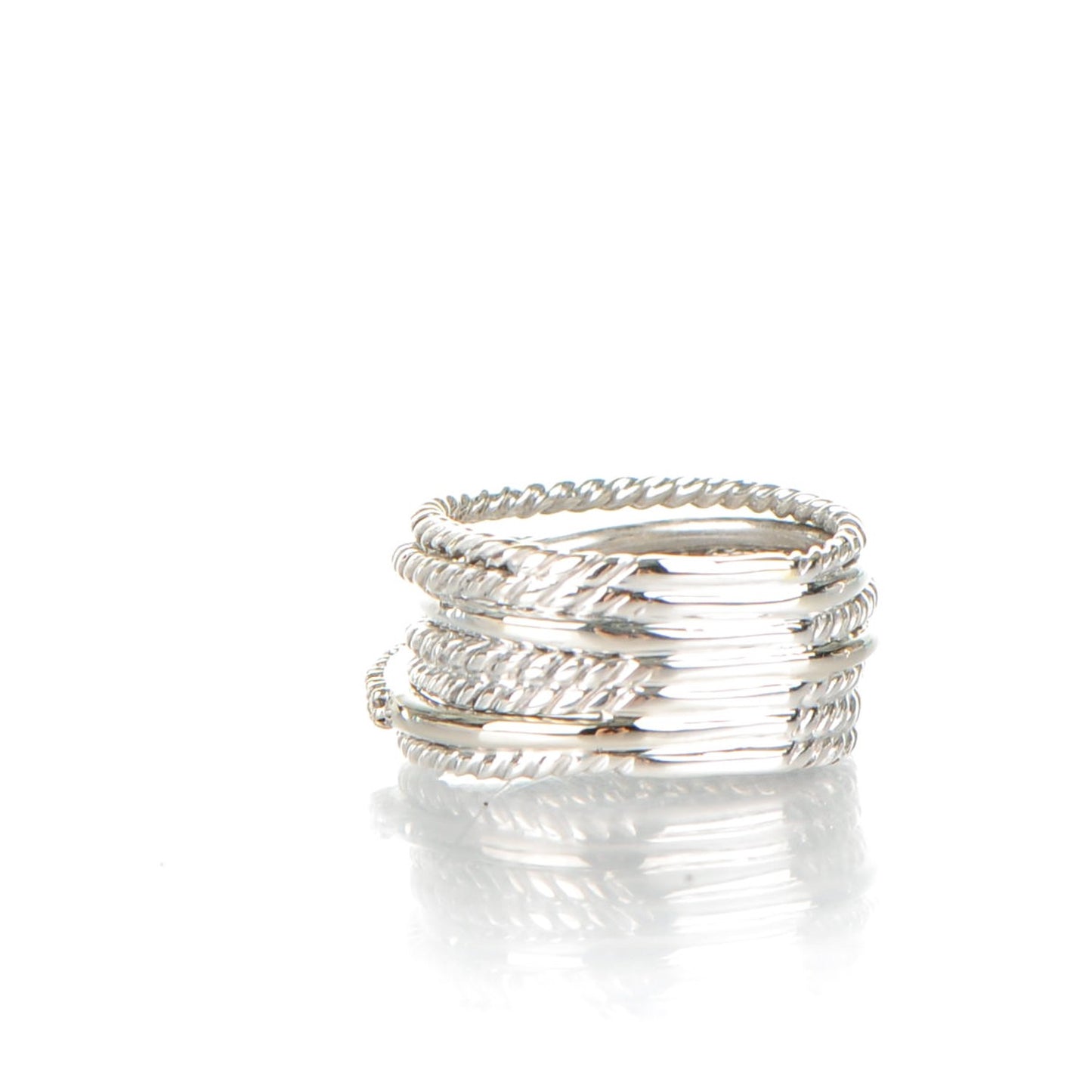 Sterling Silver Diamond 11mm Wide Crossover Cable Ring 54 7