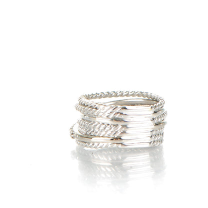 David Yurman Sterling Silver Diamond 11mm Wide Crossover Cable Ring 54 7 3 of 4