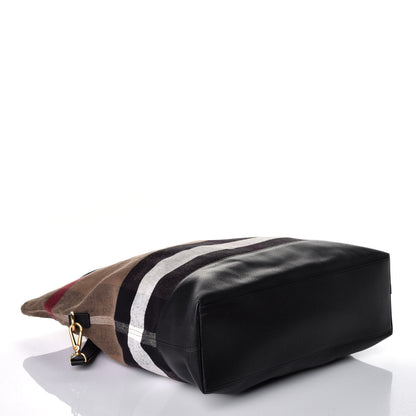 Burberry Grainy Calfskin Mega Check Armley Folding Messenger Black 5 of 9