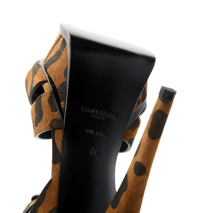 Saint Laurent Suede Leopard Print Tribute 105 Platform Sandals 40 Brown 9 of 11