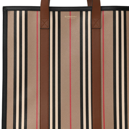 Burberry E-Canvas Stripe Book Tote Archive Beige 9 of 12