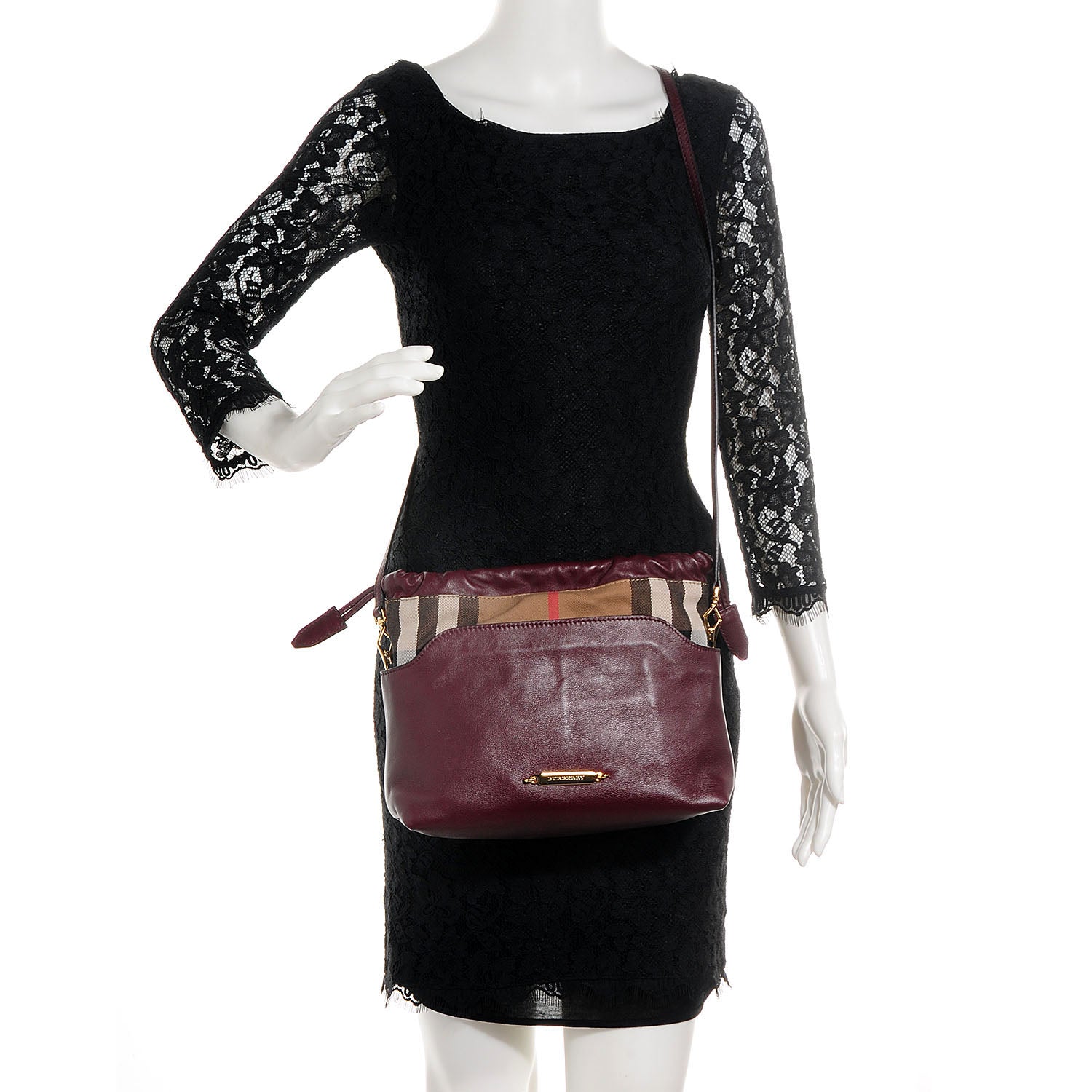 Burberry Calfskin House Check Little Crush Deep Claret 2 of 12