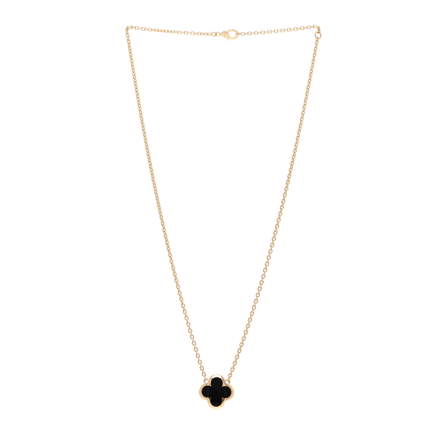 Van Cleef & Arpels 18K Yellow Gold Black Onyx Pure Alhambra Pendant Necklace 3 of 5