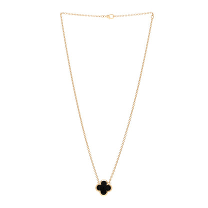 Van Cleef & Arpels 18K Yellow Gold Black Onyx Pure Alhambra Pendant Necklace 3 of 5