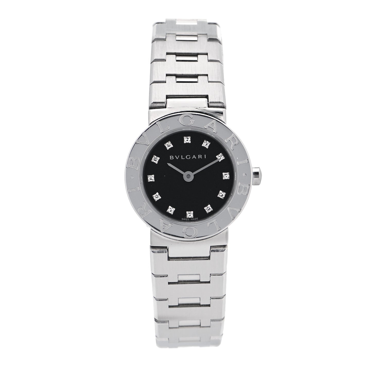 Stainless Steel Diamond 23mm Quartz Watch Black