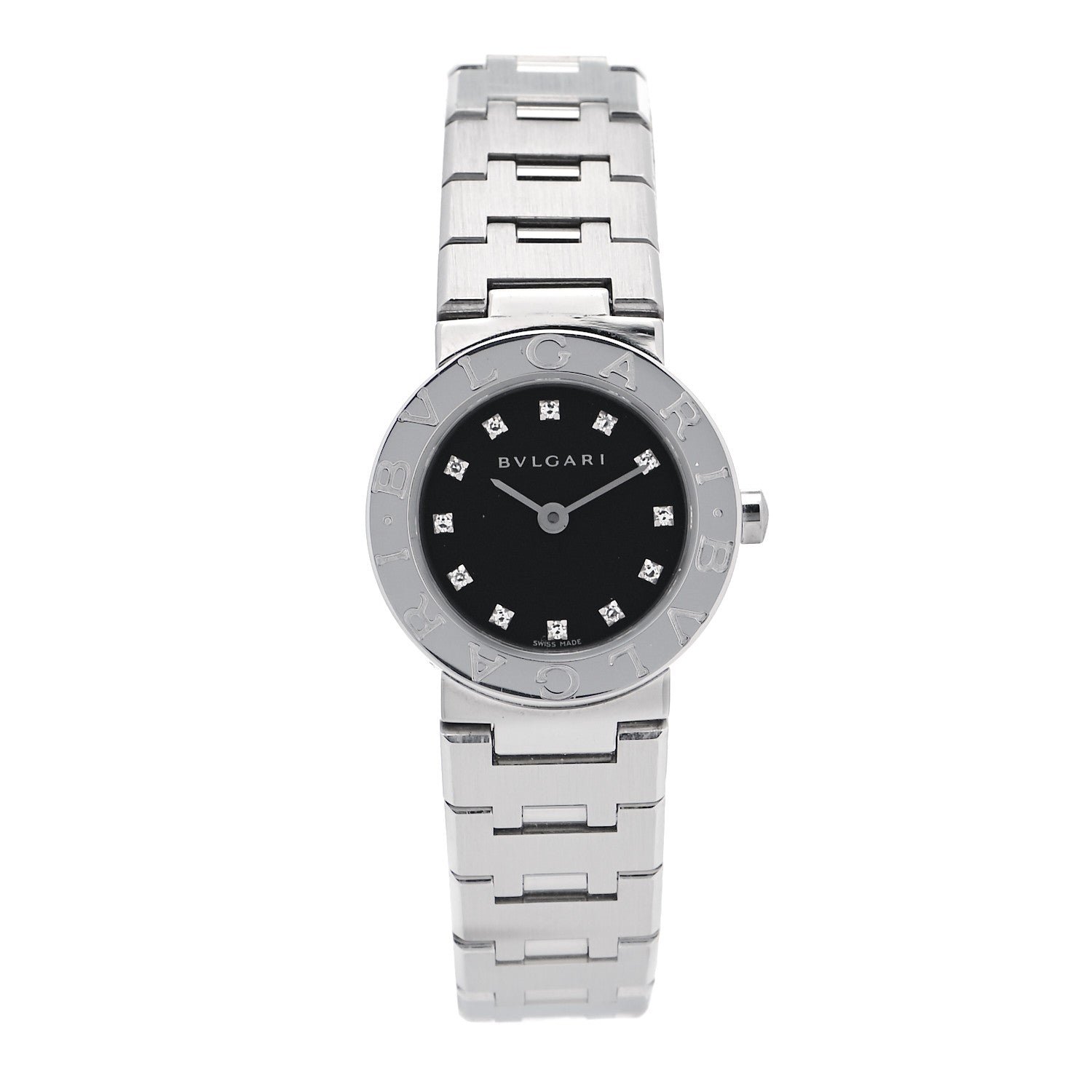Bulgari Stainless Steel Diamond 23mm Quartz Watch Black 1 of 4