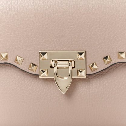 Valentino Garavani Pebbled Calfskin Medium Rockstud Flip Lock Crossbody Bag Poudre 8 of 10