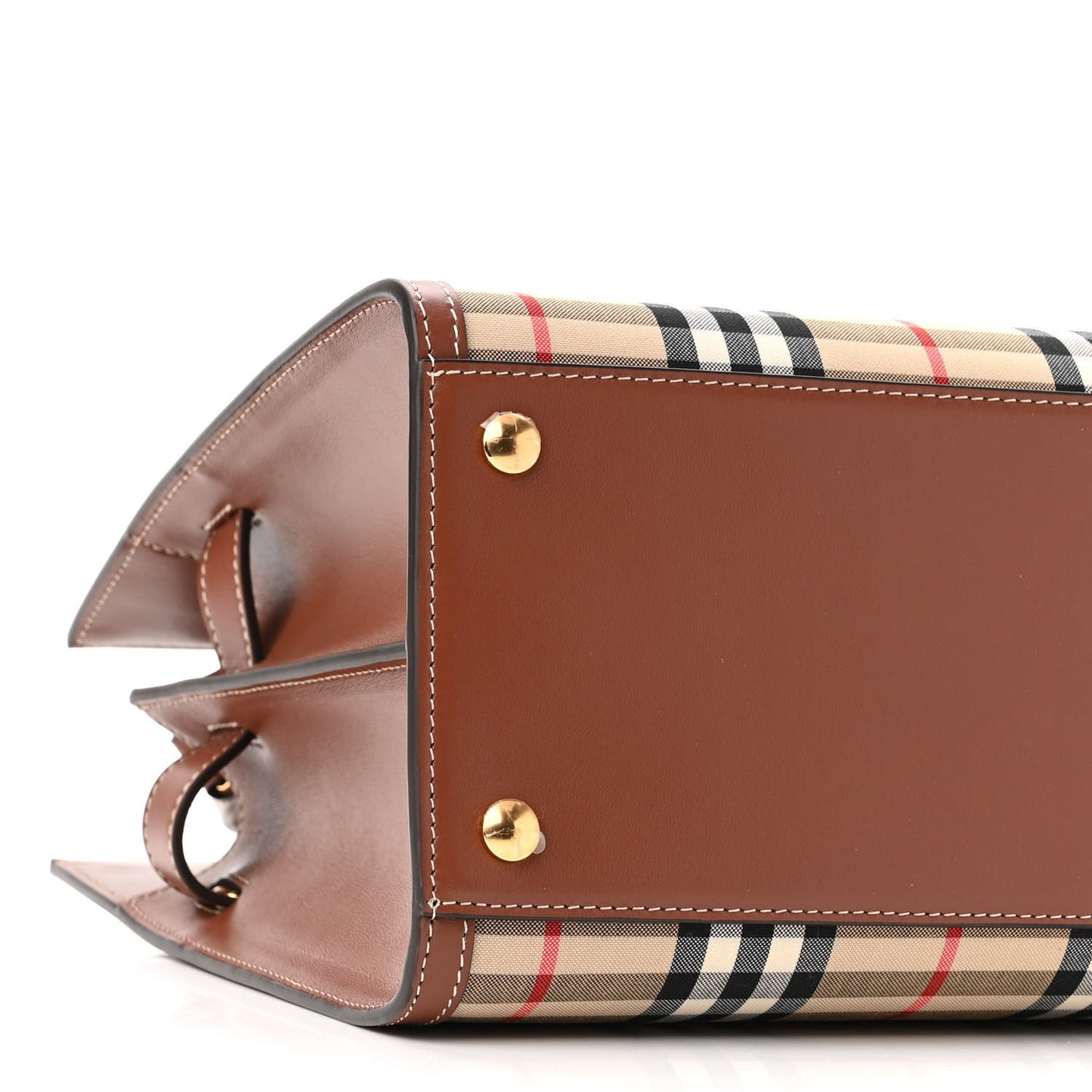 Calfskin Vintage Check Two Handle Title Bag Archive Beige