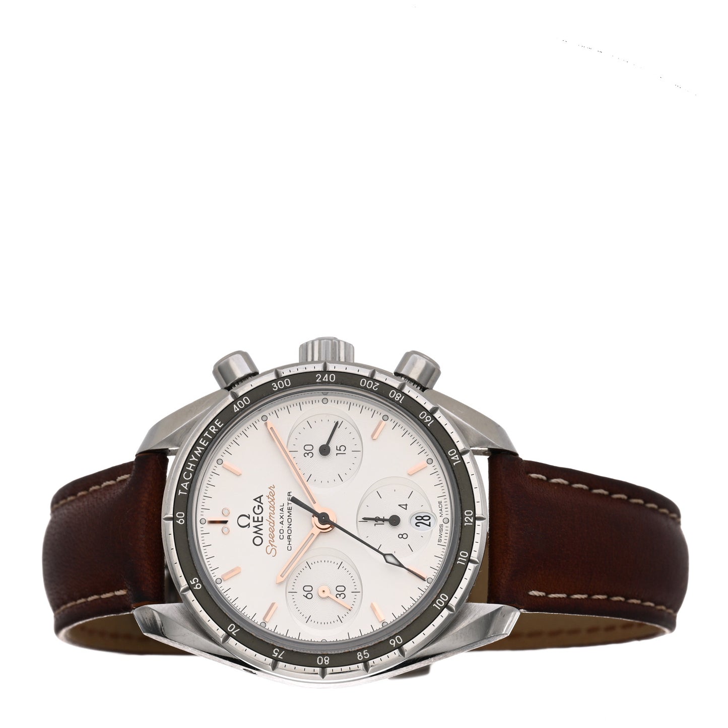 Stainless Steel Calfskin 38mm Speedmaster Chronograph Automatic Watch Brown 324.32.38.50.02.001