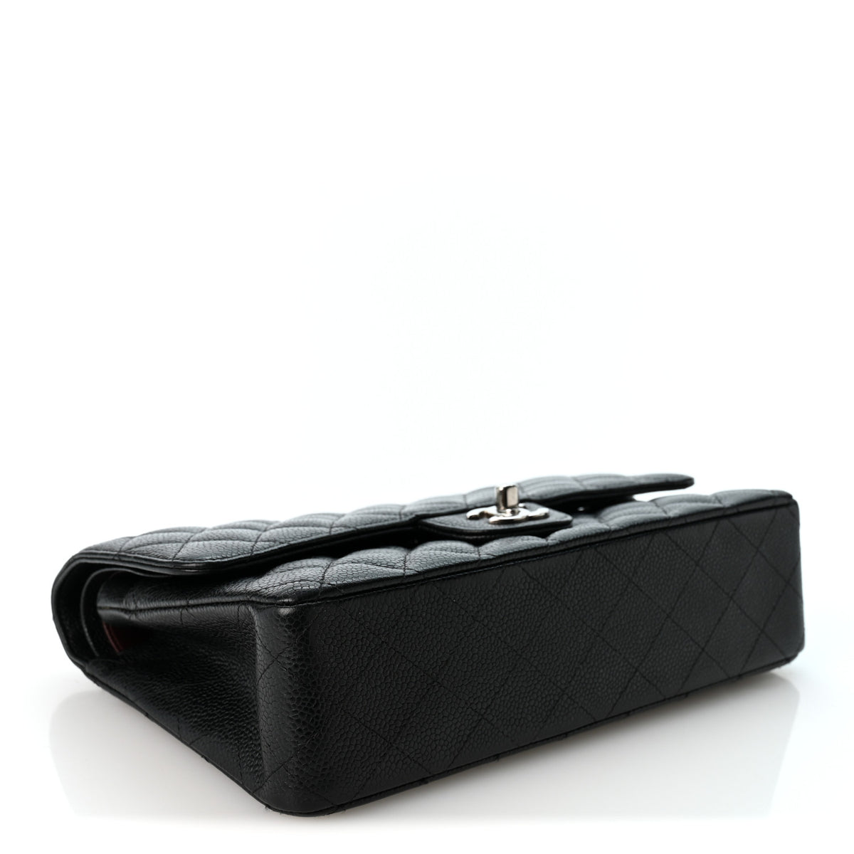 Caviar Quilted Medium Double Flap Black