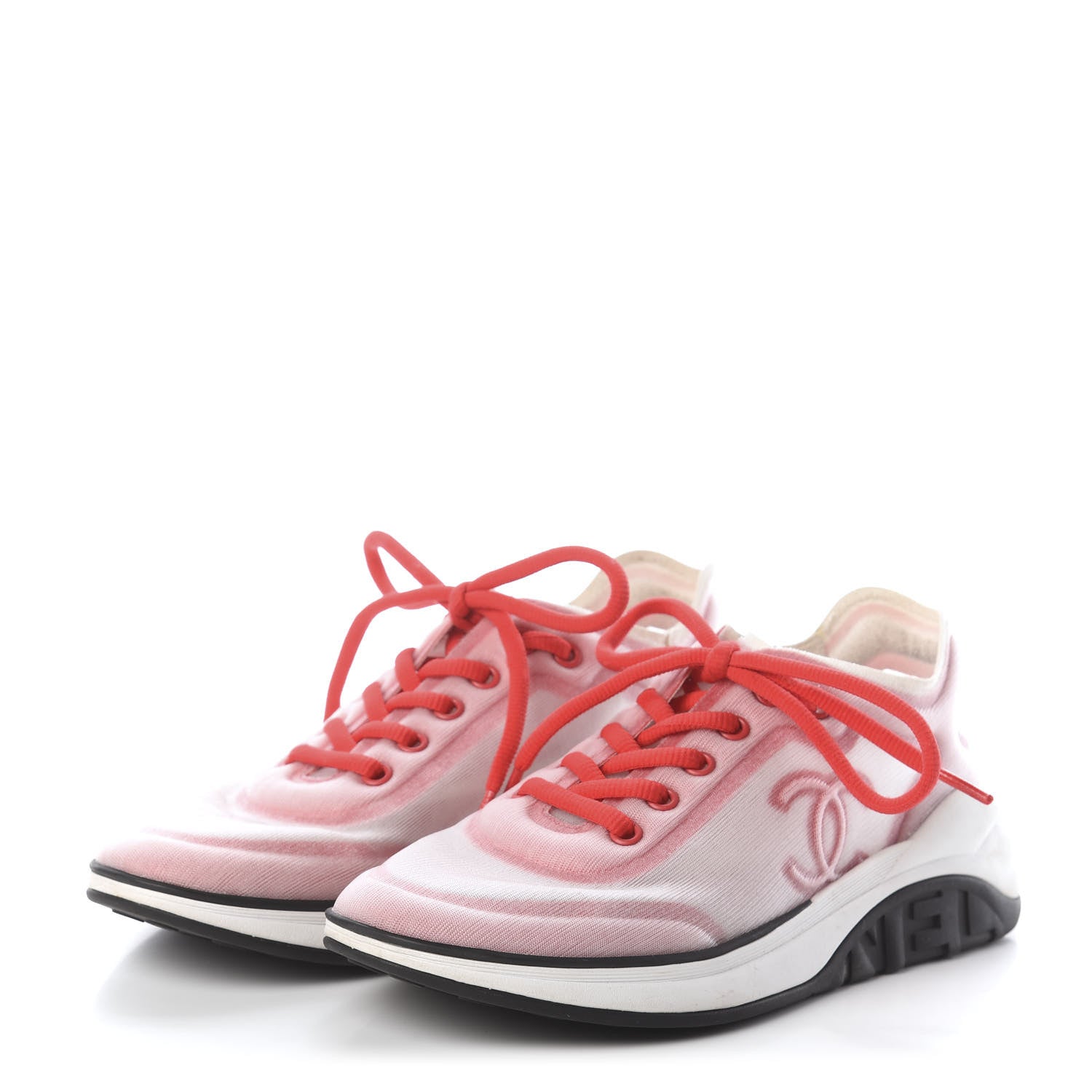 Chanel Suede Calfskin Stretch Fabric CC 37.5 Sneakers 3 of 6