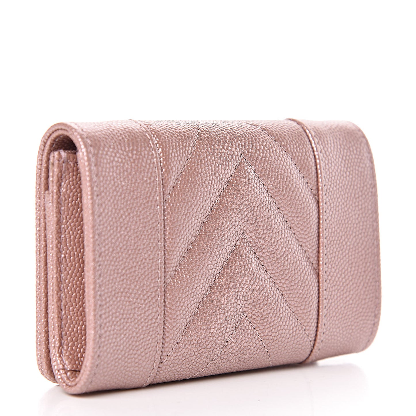 Metallic Caviar Chevron Quilted Vintage Mademoiselle Card Holder Pink
