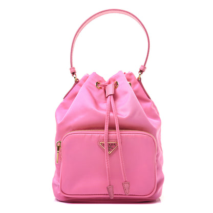 Prada Saffiano Tessuto Nylon Mini Bucket Crossbody Bag Pink 1 of 12
