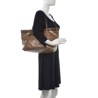Gucci Crystal Monogram Medium Babouska Shopping Tote Dark Brown 2 of 11