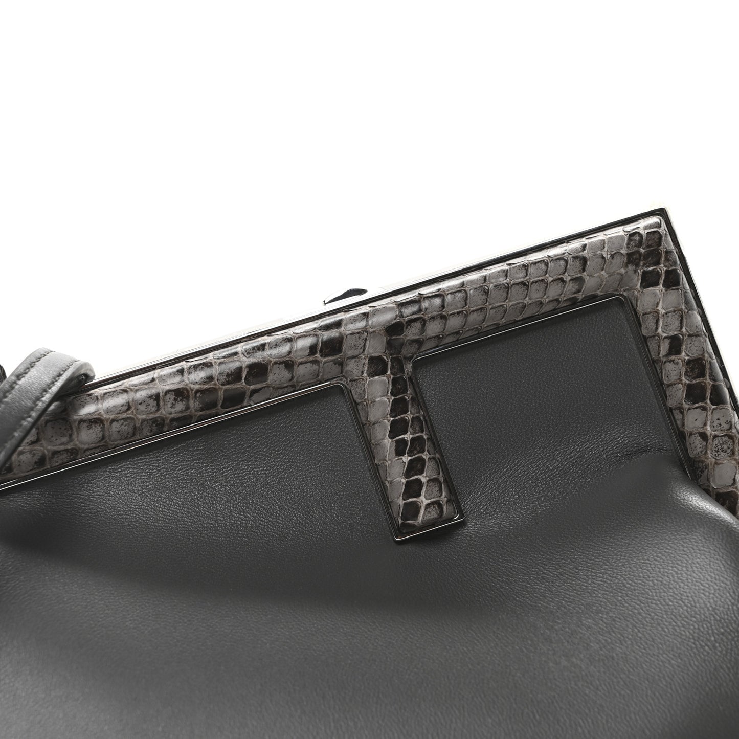 Shiny Nappa Snakeskin Small Fendi First Anthracite Asfalto