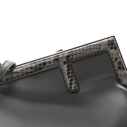 Fendi Shiny Nappa Snakeskin Small Fendi First Anthracite Asfalto 7 of 9