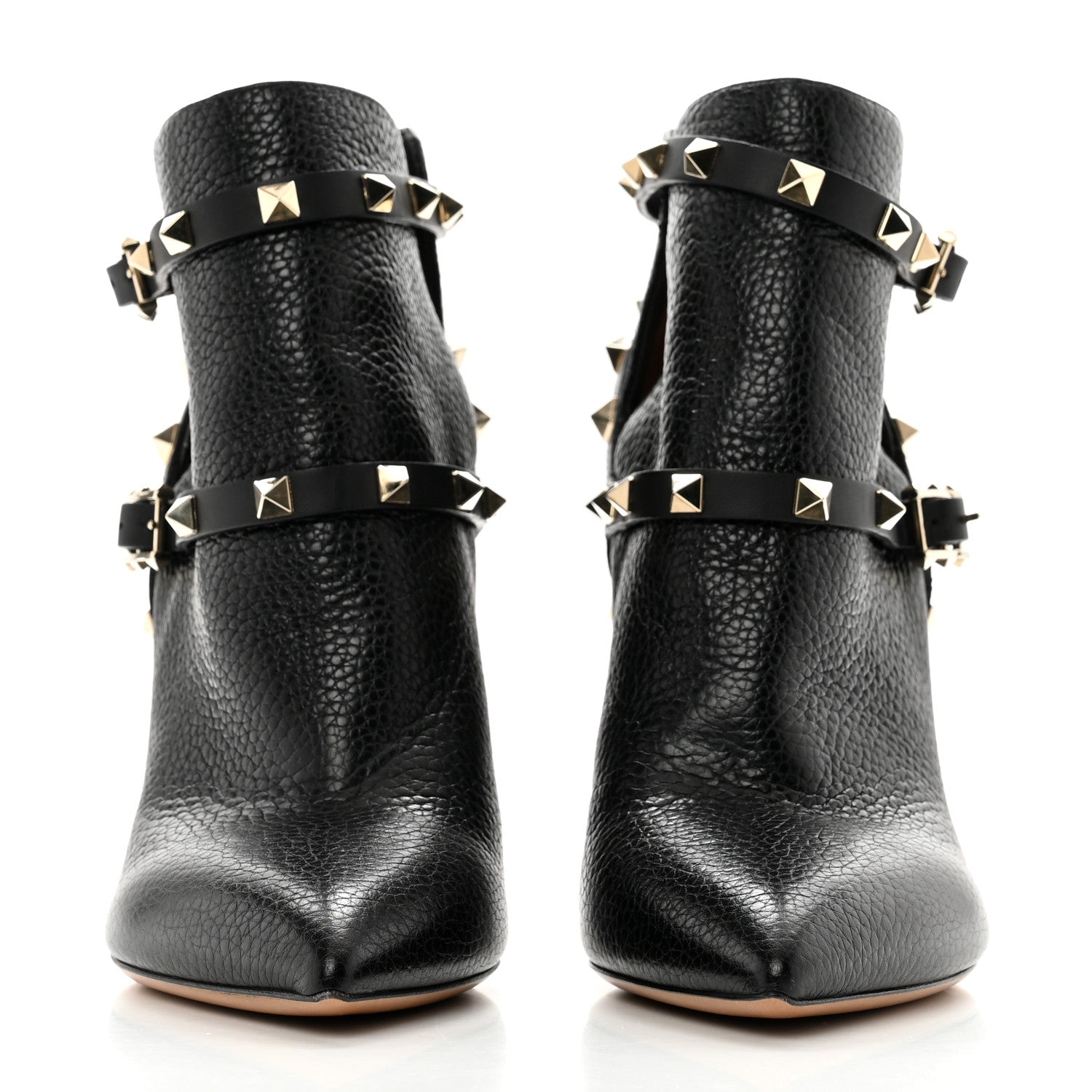 Valentino Garavani Grained Calfskin Rockstud Double Buckle 100mm Ankle Boots 38.5 Black 2 of 11
