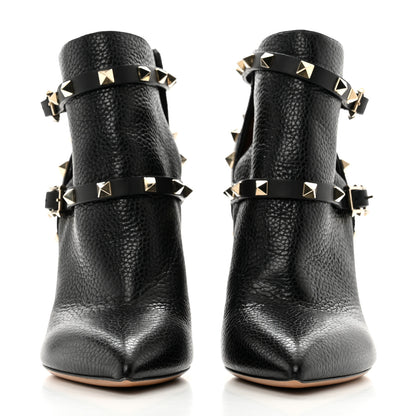 Valentino Garavani Grained Calfskin Rockstud Double Buckle 100mm Ankle Boots 38.5 Black 2 of 11