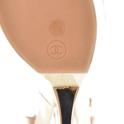 Chanel Patent CC Wedge Sandals 40.5 Nude Beige 8 of 13