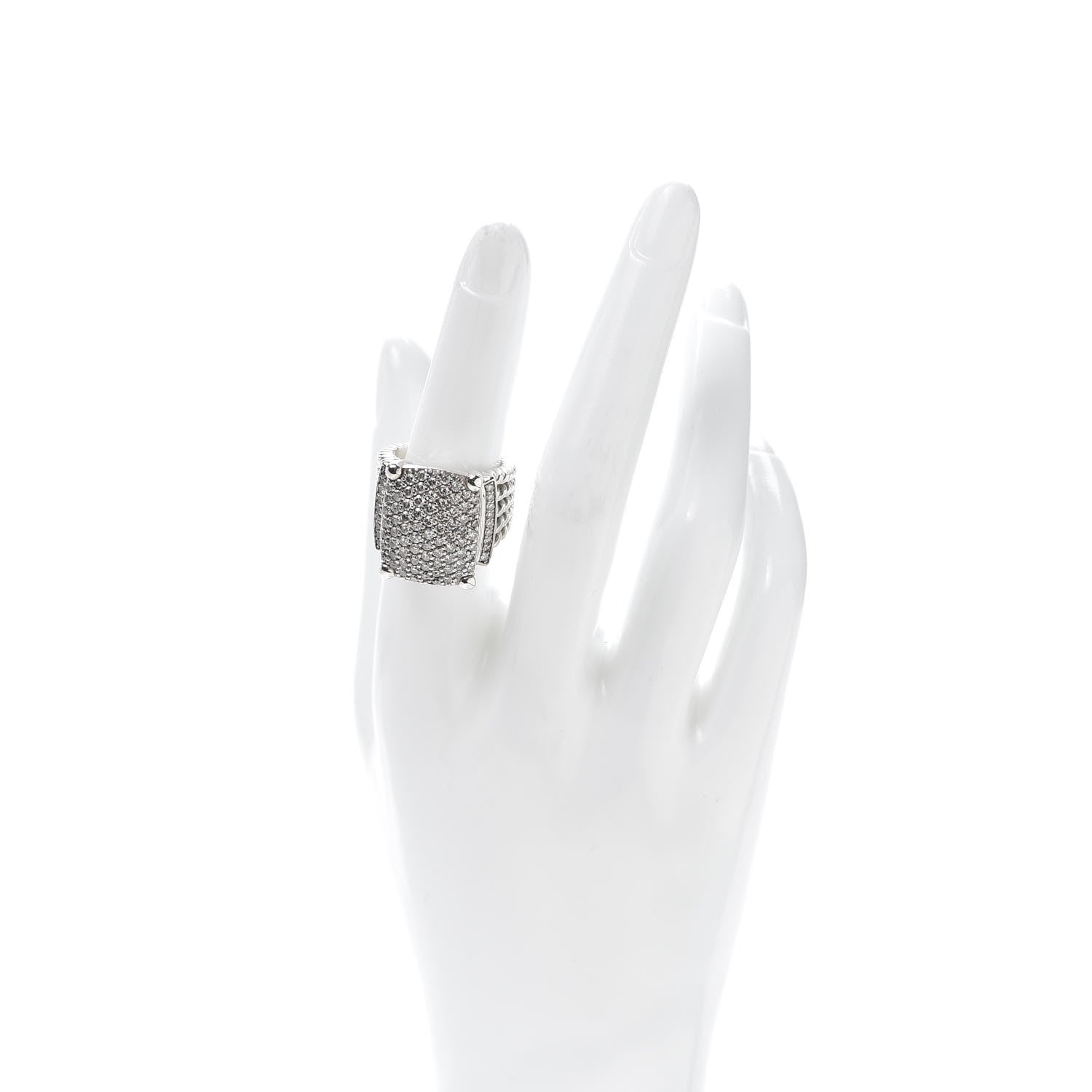 David Yurman Sterling Silver Diamond 20mm Wheaton Ring 55 7.25 2 of 5