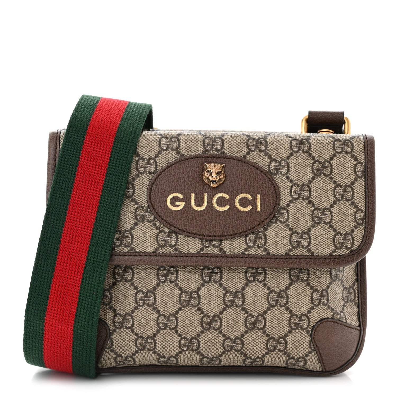 Gucci GG Supreme Monogram Web Small Neo Vintage Double Flap Messenger Bag Beige New Acero 1 of 14