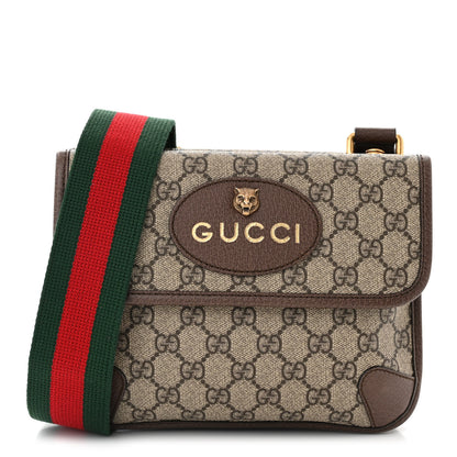 Gucci GG Supreme Monogram Web Small Neo Vintage Double Flap Messenger Bag Beige New Acero 1 of 14