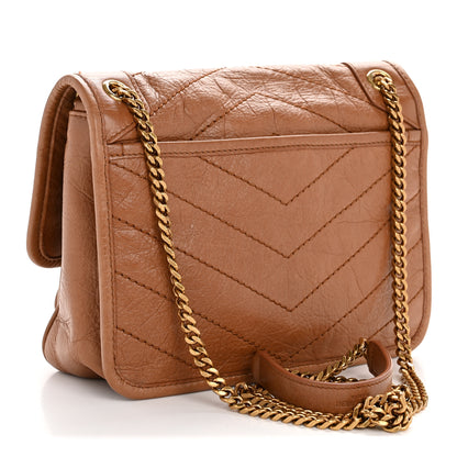 Saint Laurent Crinkled Calfskin Matelasse Monogram Baby Niki Chain Satchel Light Caramel 3 of 14