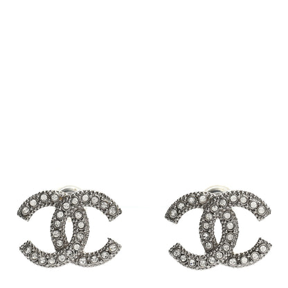 Chanel Crystal CC Earrings Silver 1 of 4