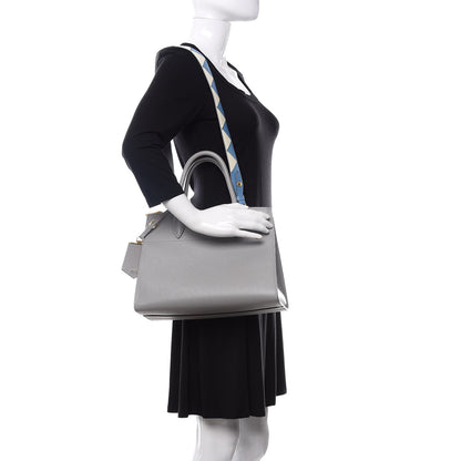 Prada Saffiano City Calfskin Greche Paradigme Bag Nube Mare 2 of 11