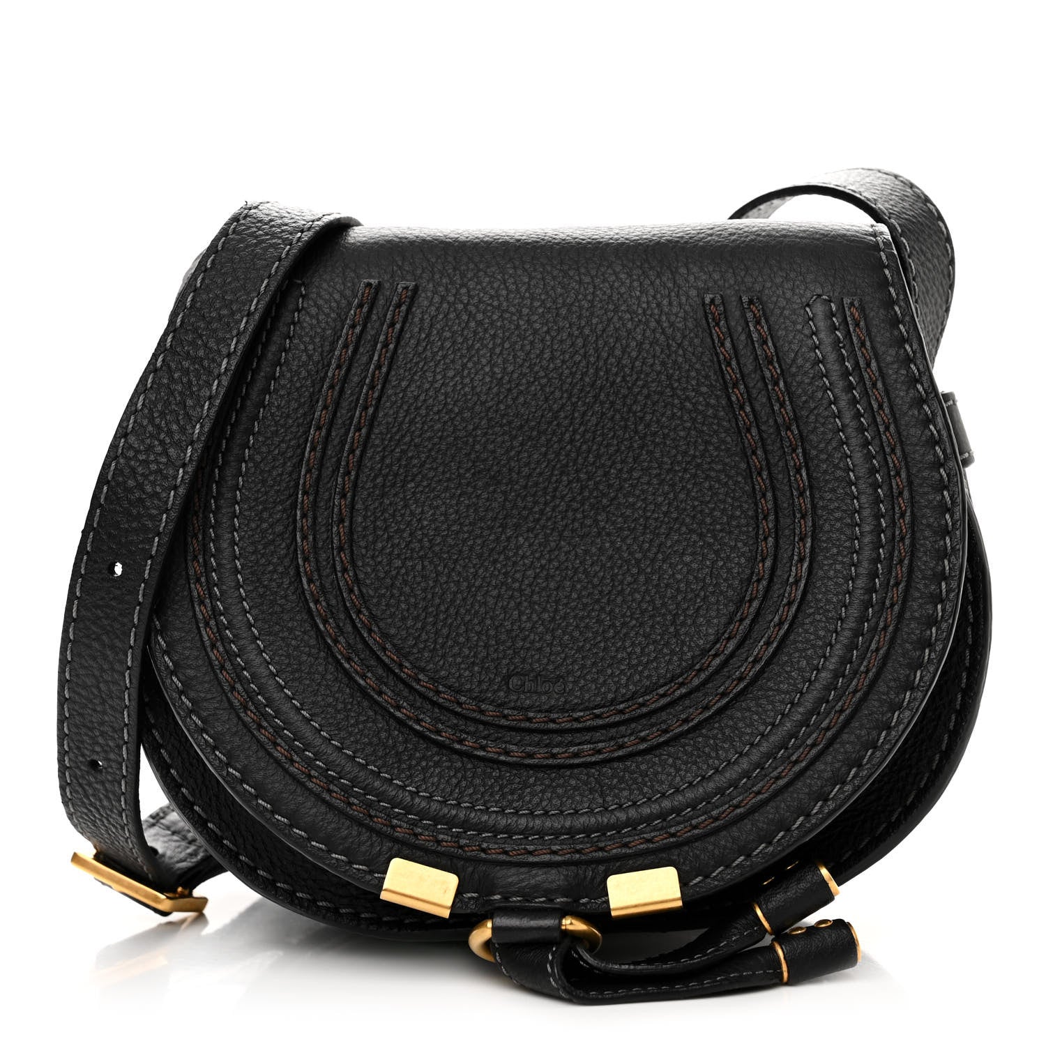 Chloe Grained Calfskin Small Marcie Saddle Bag Black 1 of 11