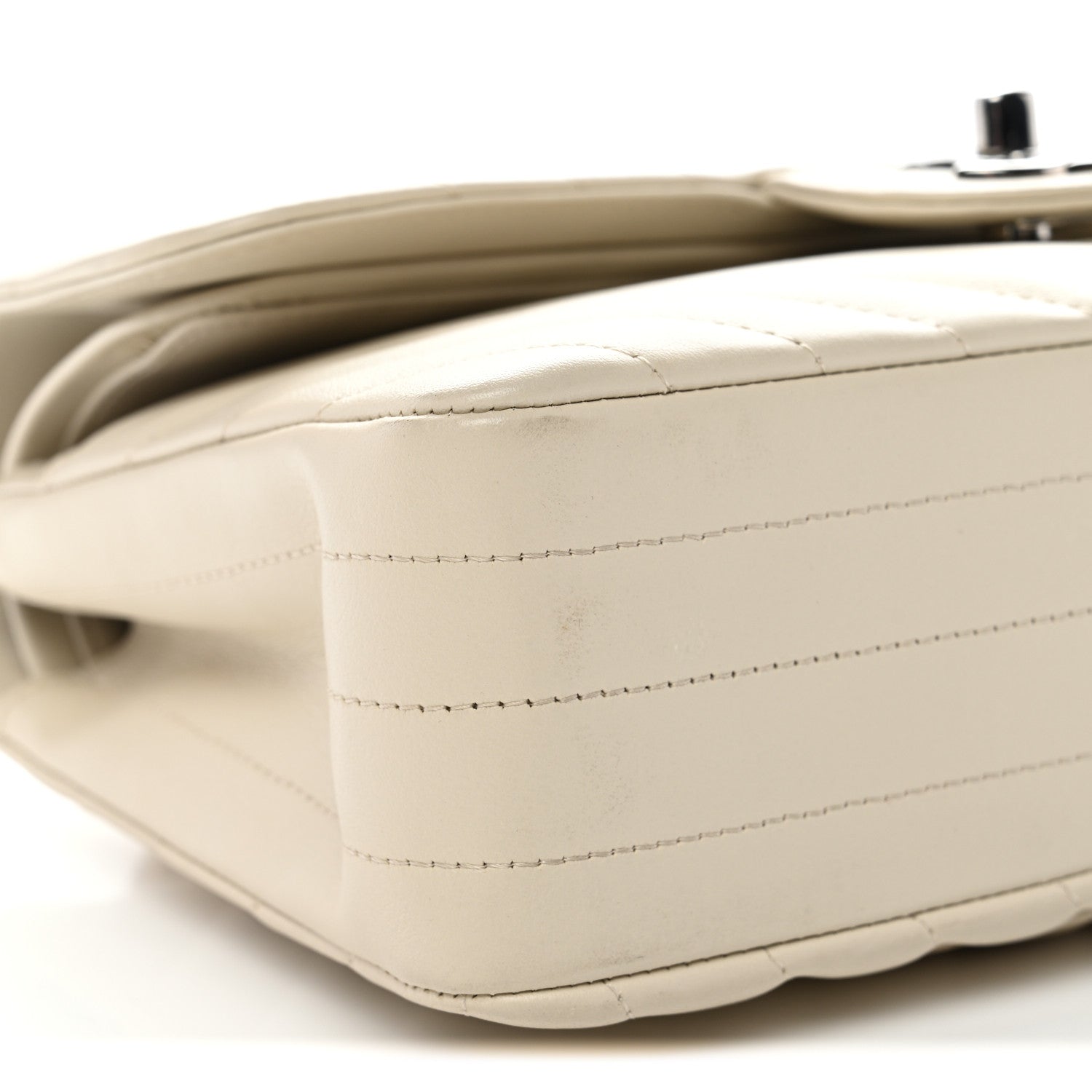 Chanel Calfskin Chevron Quilted Small Double Flap Ivory 9 of 12