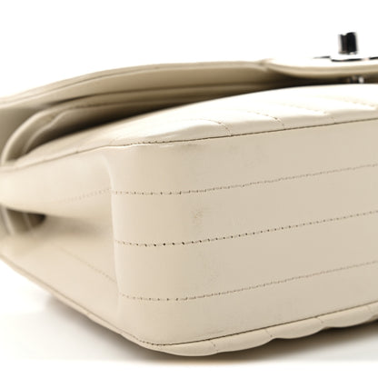 Chanel Calfskin Chevron Quilted Small Double Flap Ivory 9 of 12
