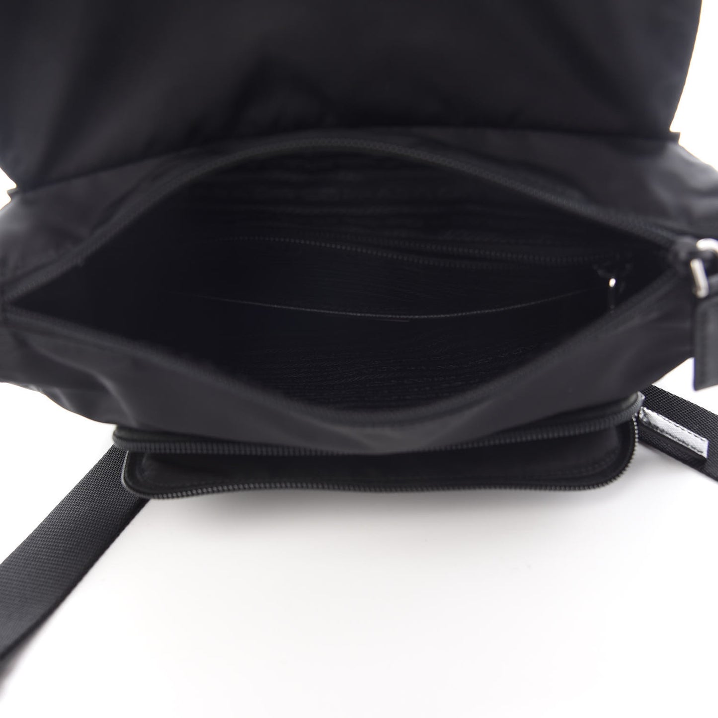 Nylon Vela Saffiano Single Buckle Messenger Shoulder Bag Black