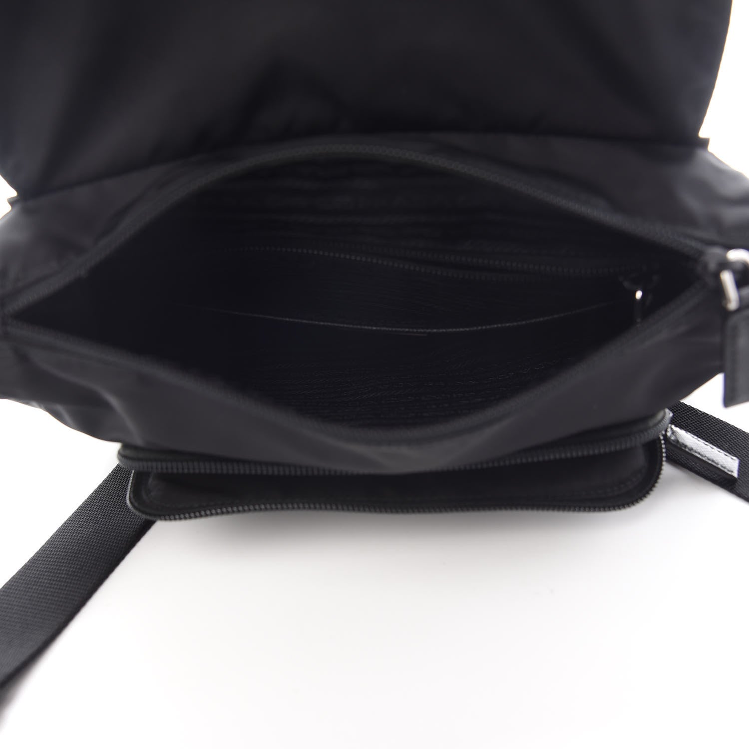 Prada Nylon Vela Saffiano Single Buckle Messenger Shoulder Bag Black 5 of 9