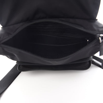 Prada Nylon Vela Saffiano Single Buckle Messenger Shoulder Bag Black 5 of 9