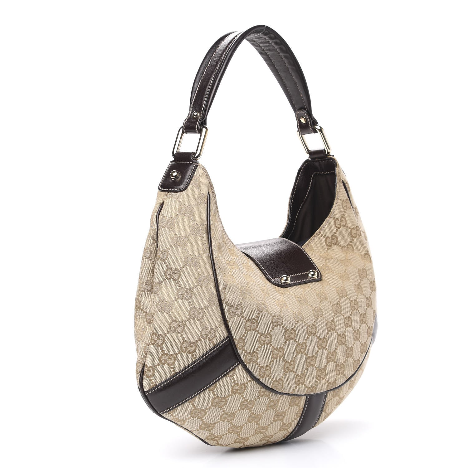 Gucci Monogram Horsebit Web Hobo Brown 2 of 11