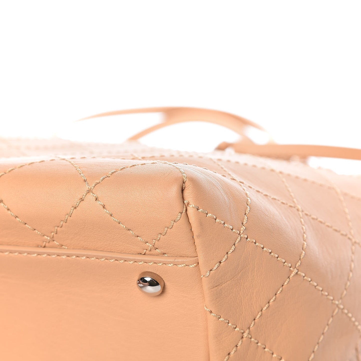 Calfskin Stitched Large Shopping Tote Beige